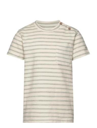 T-Shirt Ss Stripes Tops T-shirts Short-sleeved Beige En Fant