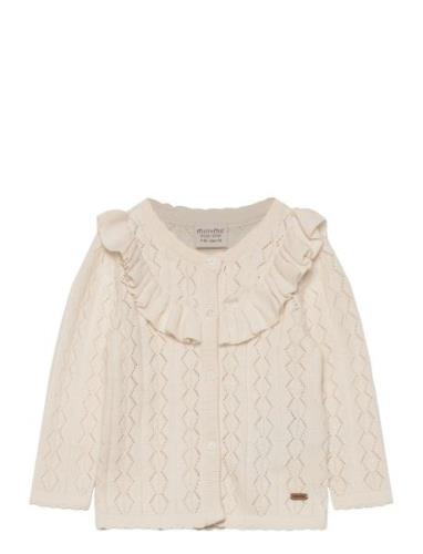 Cardigan Knit Tops Knitwear Cardigans Cream Minymo