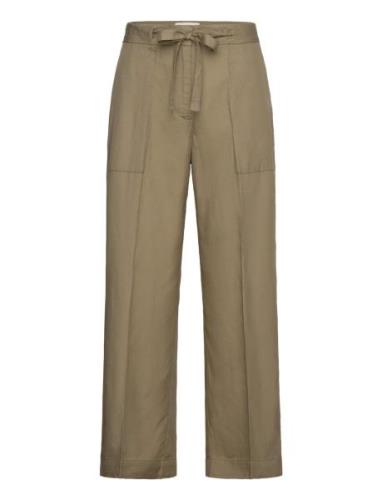 Rel Tie Waist Pants Bottoms Trousers Wide Leg Khaki Green GANT