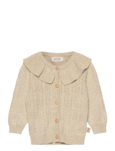 Cardigan Knit Cabel Collar Tops Knitwear Cardigans Beige Petit Piao