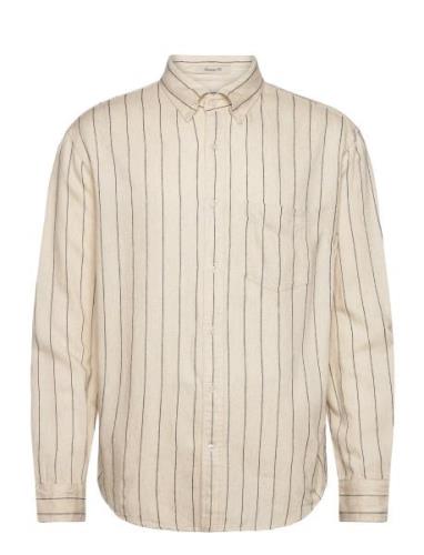 Rel Slub Stripe Shirt Tops Shirts Casual Cream GANT