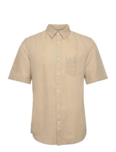 Ss 1 Pkt Shirt Tops Shirts Short-sleeved Beige Wrangler