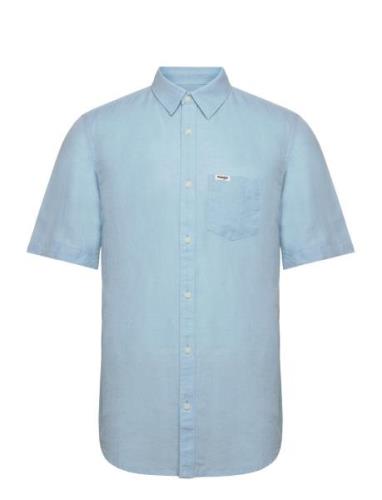 Ss 1 Pkt Shirt Tops Shirts Short-sleeved Blue Wrangler