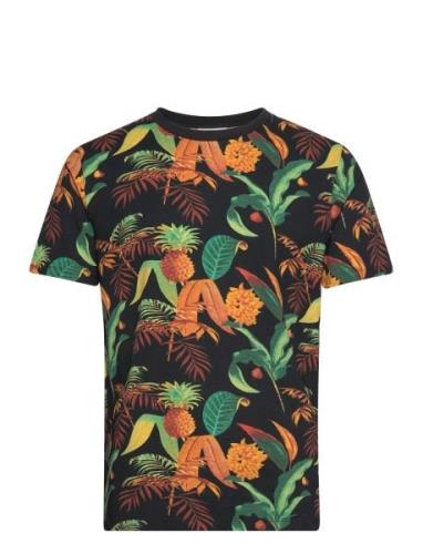 Aop Oasis Tee S/S Tops T-shirts Short-sleeved Navy Lindbergh