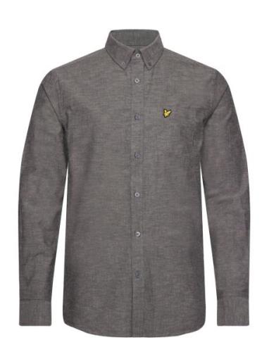 Cotton Linen Button Down Shirt Tops Shirts Casual Grey Lyle & Scott