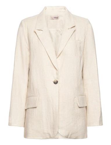 Annali Linen Blazer Blazers Single Breasted Blazers Cream A-View