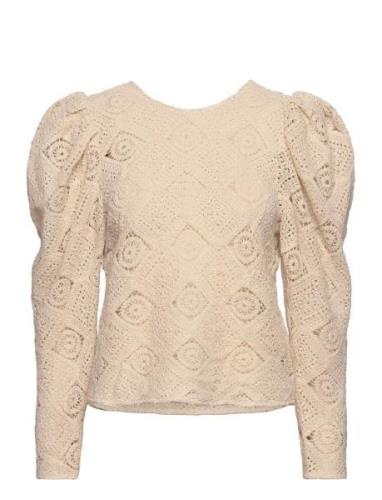 Kelis Lace Blouse Tops Blouses Long-sleeved Beige MAUD