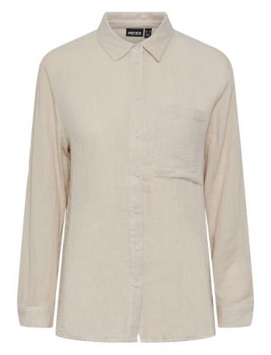 Pcmastina Ls Relaxed Shirt Tops Shirts Long-sleeved Cream Pieces