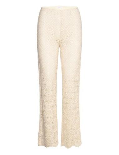 Pantalon Crochet King Bottoms Trousers Flared Cream ROSEANNA