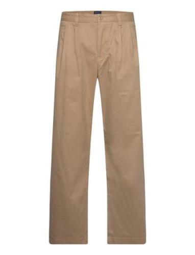 Relaxed Pleated Chinos Bottoms Trousers Chinos Beige GANT