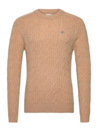 Lambswool Cable C-Neck Tops Knitwear Round Necks Beige GANT