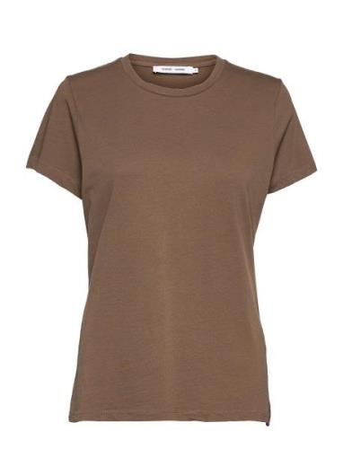 Solly Tee Solid 205 Tops T-shirts & Tops Short-sleeved Brown Samsøe Sa...