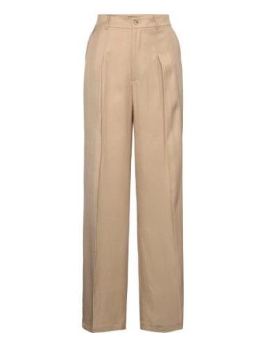 Pleated Twill Wide-Leg Trouser Bottoms Trousers Wide Leg Beige Lauren ...