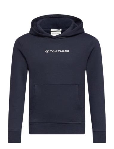 Printed Hoodie Tops Sweat-shirts & Hoodies Hoodies Navy Tom Tailor