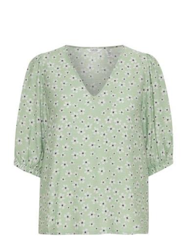 Byibano V Blouse - Tops Blouses Short-sleeved Green B.young