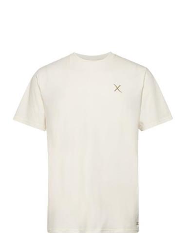 Cross Logo Organic Tee Tops T-shirts Short-sleeved Cream Clean Cut Cop...