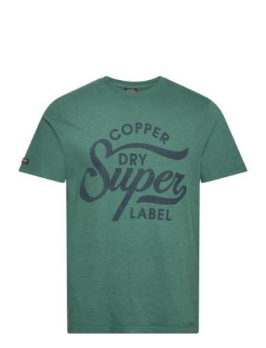 Copper Label Script Tee Tops T-shirts Short-sleeved Green Superdry