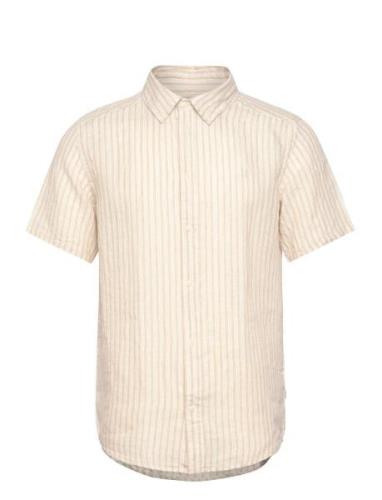 Kris Linen Ss Shirt Tops Shirts Short-sleeved Cream Les Deux