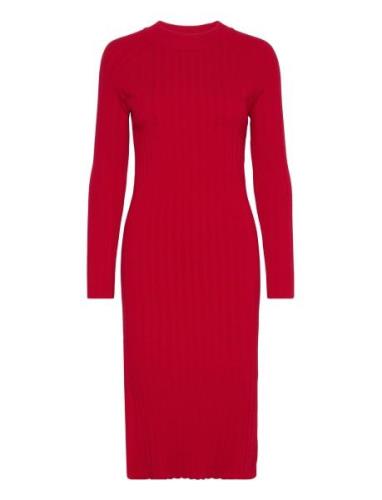 Yaseloni Ls Midi Knit Dress S. Polvipituinen Mekko Red YAS