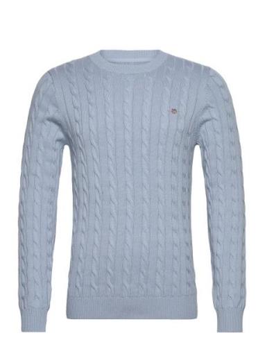 Cotton Cable C-Neck Tops Knitwear Round Necks Blue GANT