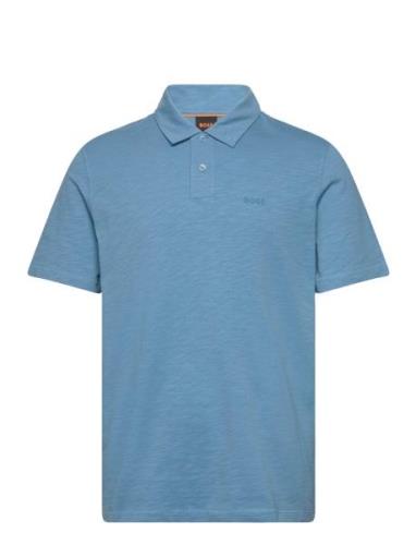 Pe_Slub Tops Polos Short-sleeved Blue BOSS