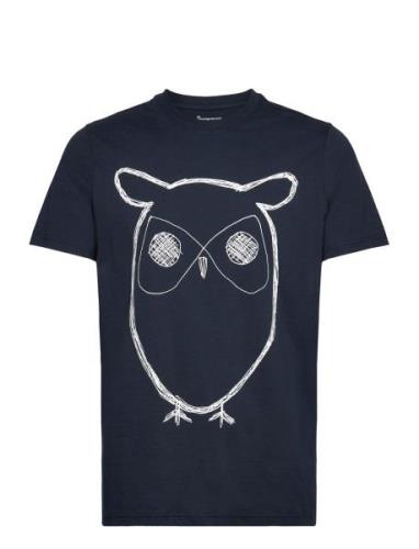 Alder Big Owl Tee - Gots/Vegan Tops T-shirts Short-sleeved Blue Knowle...