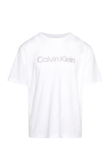 S/S Crew Neck Tops T-shirts Short-sleeved White Calvin Klein