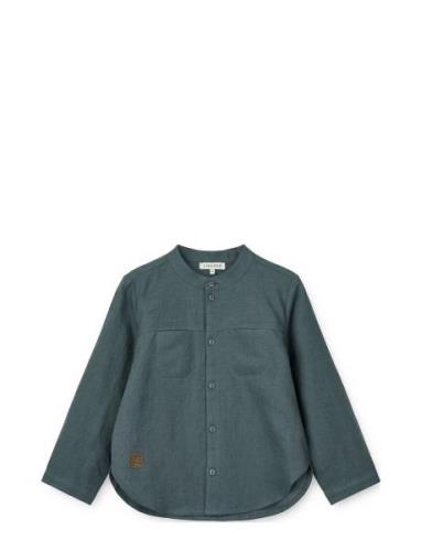 Flynn Linen Shirt Tops Shirts Long-sleeved Shirts Blue Liewood