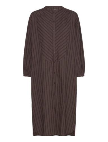 Lauren Shirtdress Stripe Polvipituinen Mekko Brown Moshi Moshi Mind