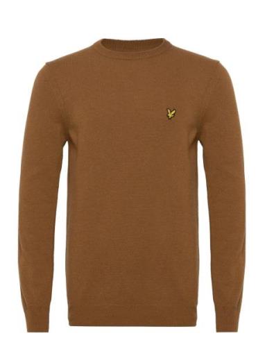 Crew Neck Lambswool Blend Jumper Tops Knitwear Round Necks Brown Lyle ...