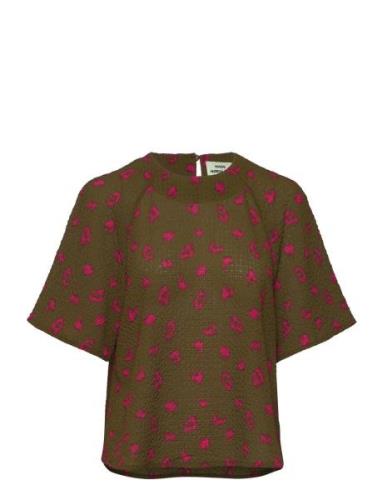 Bumpy Flower Rodgau Top Tops Blouses Short-sleeved Brown Mads Nørgaard