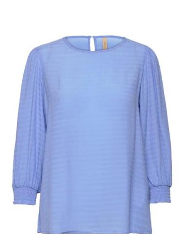 Sc-Calypso Tops Blouses Long-sleeved Blue Soyaconcept