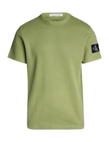 Badge Waffle Tee Tops T-shirts Short-sleeved Khaki Green Calvin Klein ...