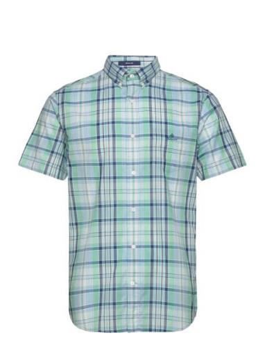 D1. Reg Colorful Check Ss Bd Tops Shirts Short-sleeved Green GANT