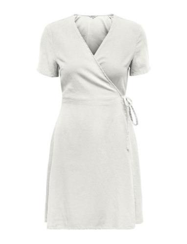 Onladdiction-Caro S/S Linen Dress Cc Pnt Lyhyt Mekko White ONLY