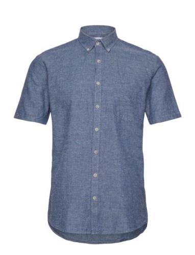 Cotton/Linen Shirt S/S Tops Shirts Short-sleeved Navy Lindbergh