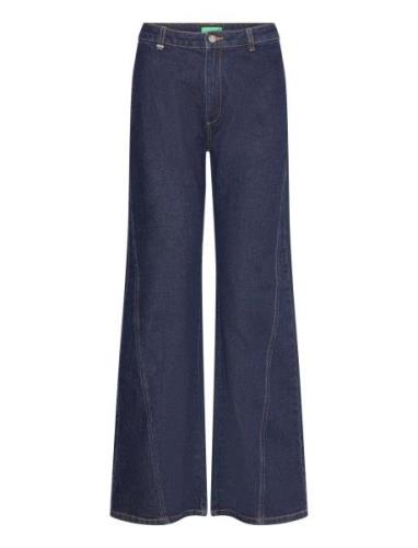 Trousers Bottoms Jeans Wide Blue United Colors Of Benetton