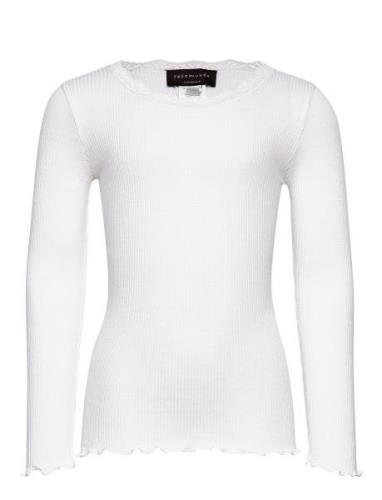 Beatha Silk T-Shirt W/ Lace Tops T-shirts Long-sleeved T-shirts White ...