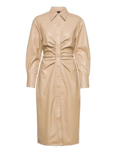 Fiona Pu Shirt Dress Polvipituinen Mekko Beige Gina Tricot