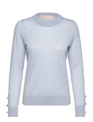 Merino Button Slv Ls Swtr Tops Knitwear Jumpers Blue Michael Kors