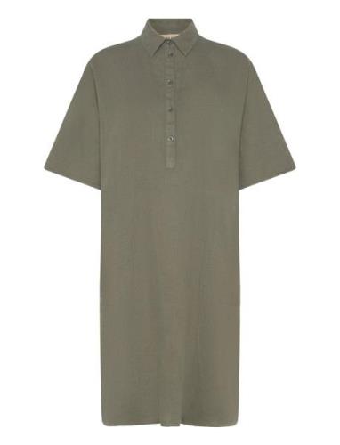 Mmlowana Linen Dress Polvipituinen Mekko Khaki Green MOS MOSH