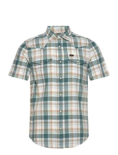 Ss Western Shirt Tops Shirts Short-sleeved Green Lee Jeans