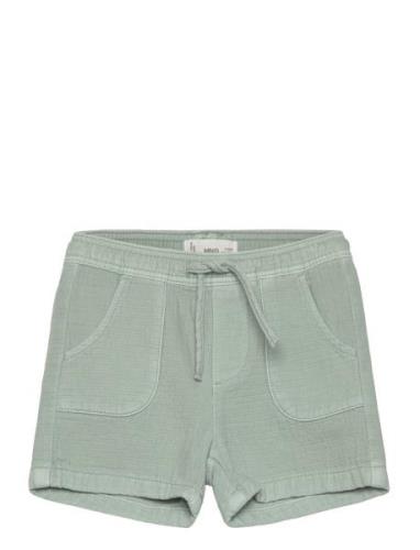 Cotton Shorts With Elastic Waist Bottoms Shorts Green Mango