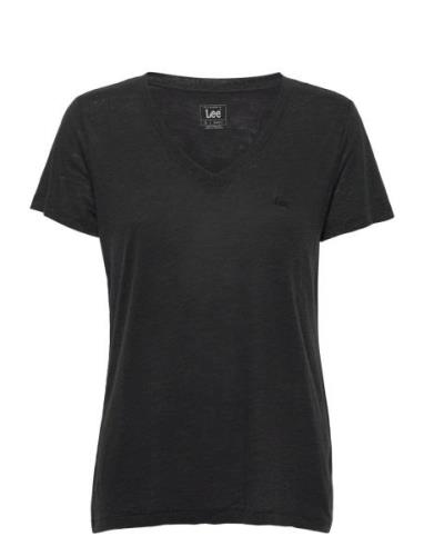 V Neck Tee Tops T-shirts & Tops Short-sleeved Black Lee Jeans