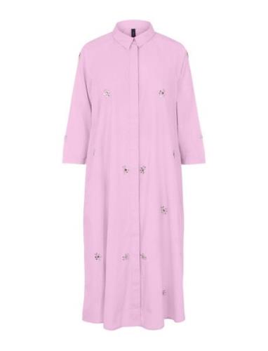 Yascrystal 3/4 Midi Dress S. - Ex Polvipituinen Mekko Pink YAS