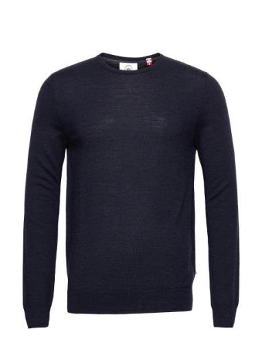 Johs Merino Crew Neck Knit Tops Knitwear Round Necks Navy Kronstadt