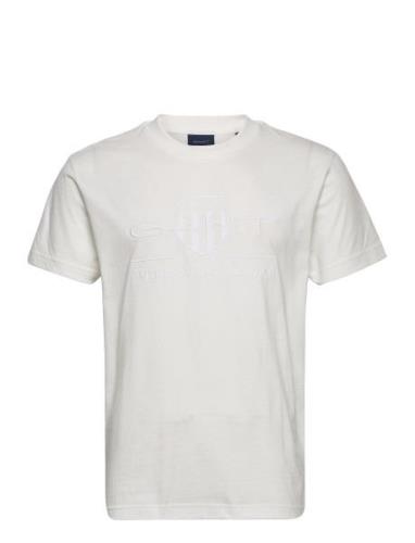 Reg Tonal Shield Ss T-Shirt Tops T-shirts Short-sleeved White GANT