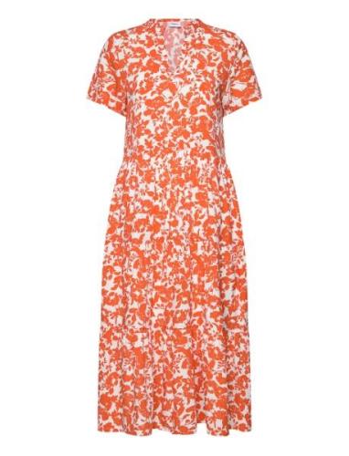 Edasz Ss Maxi Dress Polvipituinen Mekko Orange Saint Tropez