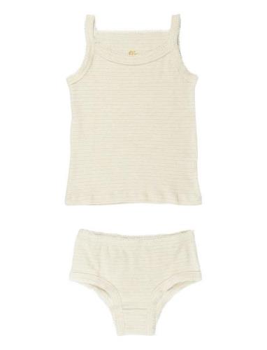 Strap Top And Underpants Striped Alusvaatesetti Beige Copenhagen Color...