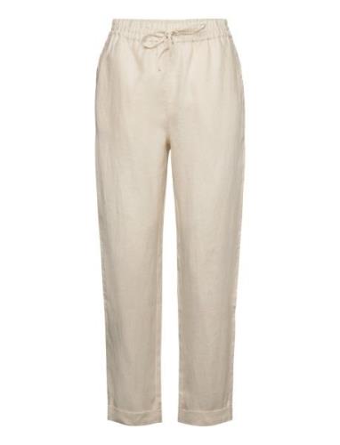 Linen Trousers Bottoms Trousers Straight Leg Cream Rosemunde